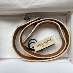 Hermès white Kelly leather choker